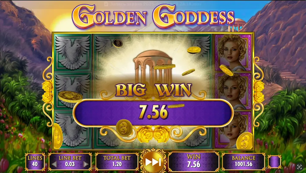 Golden Goddess Slot Screenshot 1