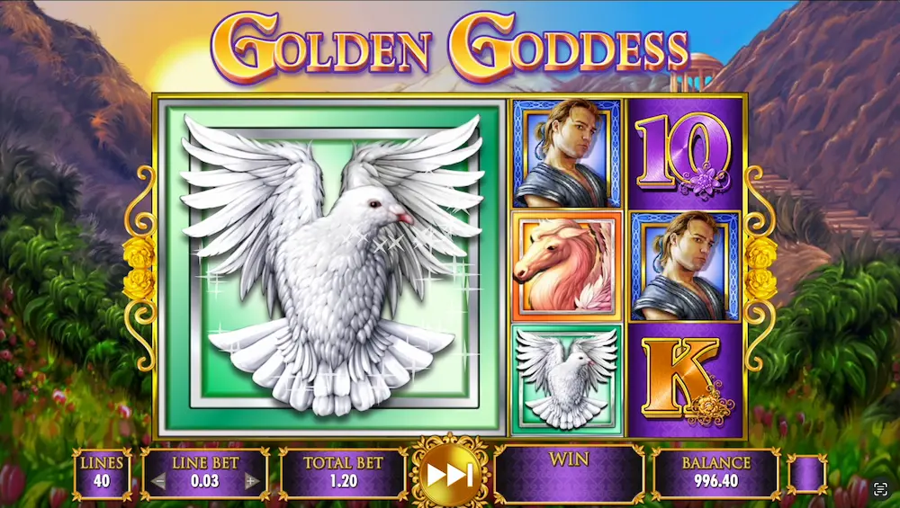 Golden Goddess stacked symbols screenshot